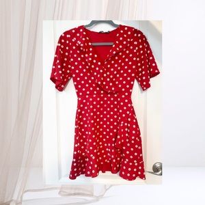 Red Polka Dot Dress Half Sleeve